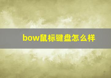 bow鼠标键盘怎么样