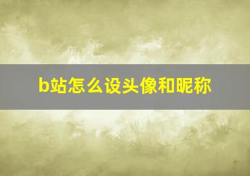 b站怎么设头像和昵称