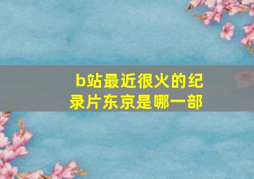 b站最近很火的纪录片东京是哪一部