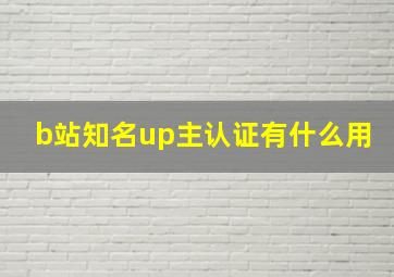 b站知名up主认证有什么用