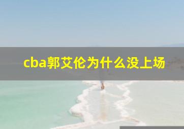 cba郭艾伦为什么没上场