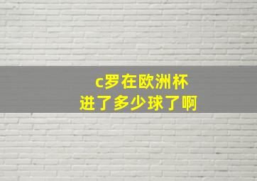 c罗在欧洲杯进了多少球了啊