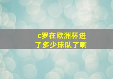 c罗在欧洲杯进了多少球队了啊