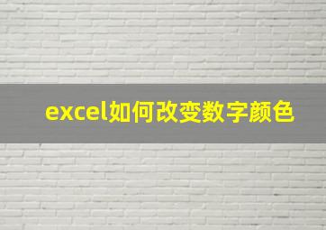 excel如何改变数字颜色