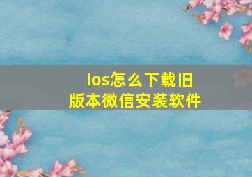 ios怎么下载旧版本微信安装软件