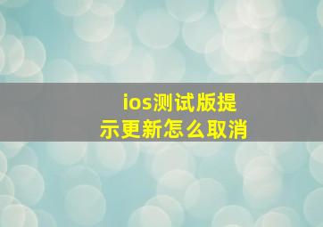 ios测试版提示更新怎么取消