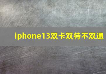 iphone13双卡双待不双通