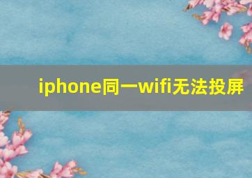 iphone同一wifi无法投屏