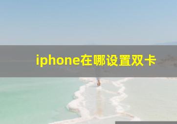 iphone在哪设置双卡