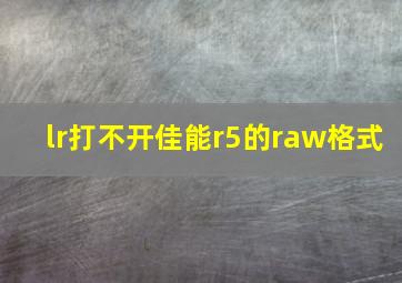 lr打不开佳能r5的raw格式