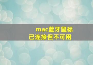 mac蓝牙鼠标已连接但不可用