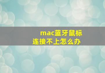 mac蓝牙鼠标连接不上怎么办