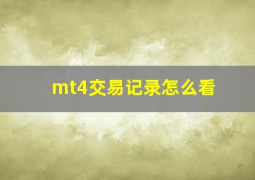 mt4交易记录怎么看