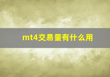 mt4交易量有什么用