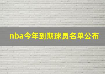 nba今年到期球员名单公布