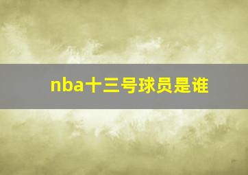 nba十三号球员是谁