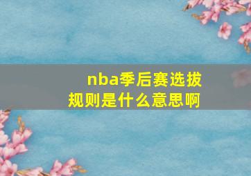 nba季后赛选拔规则是什么意思啊