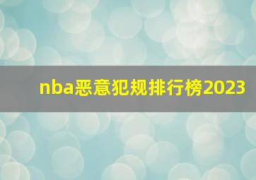 nba恶意犯规排行榜2023