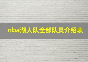 nba湖人队全部队员介绍表