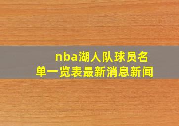 nba湖人队球员名单一览表最新消息新闻