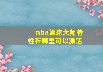 nba篮球大师特性在哪里可以激活