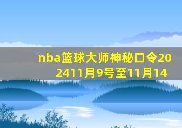 nba篮球大师神秘口令202411月9号至11月14