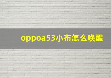 oppoa53小布怎么唤醒