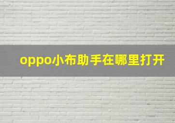 oppo小布助手在哪里打开