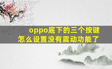 oppo底下的三个按键怎么设置没有震动功能了