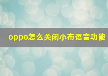 oppo怎么关闭小布语音功能