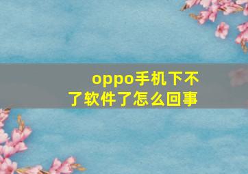 oppo手机下不了软件了怎么回事