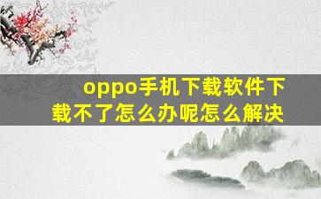 oppo手机下载软件下载不了怎么办呢怎么解决