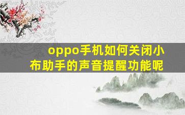 oppo手机如何关闭小布助手的声音提醒功能呢