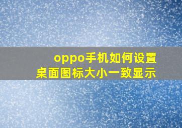 oppo手机如何设置桌面图标大小一致显示