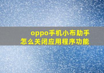 oppo手机小布助手怎么关闭应用程序功能