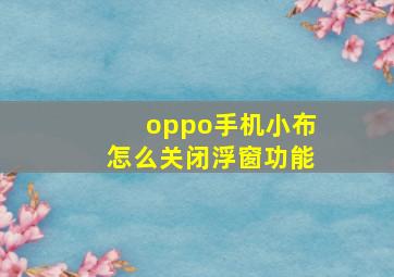 oppo手机小布怎么关闭浮窗功能