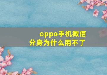 oppo手机微信分身为什么用不了