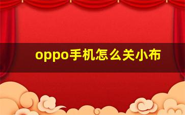 oppo手机怎么关小布