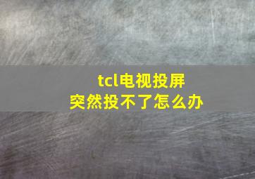 tcl电视投屏突然投不了怎么办