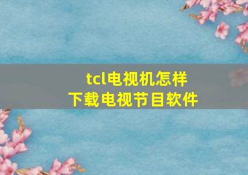 tcl电视机怎样下载电视节目软件