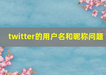 twitter的用户名和昵称问题