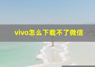 vivo怎么下载不了微信