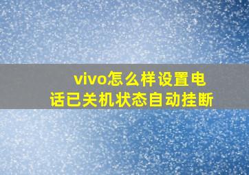 vivo怎么样设置电话已关机状态自动挂断