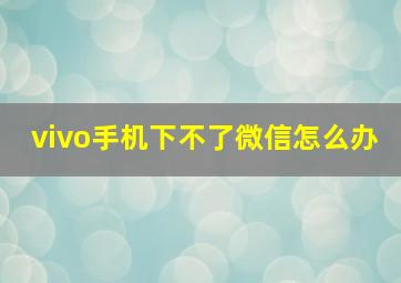 vivo手机下不了微信怎么办