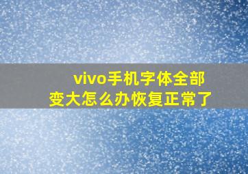 vivo手机字体全部变大怎么办恢复正常了