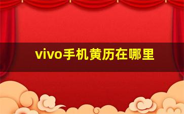 vivo手机黄历在哪里