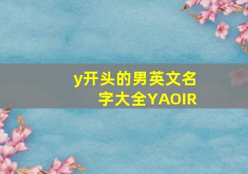 y开头的男英文名字大全YAOIR