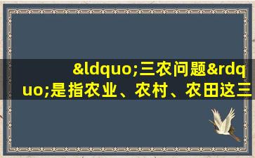 “三农问题”是指农业、农村、农田这三个问题