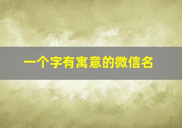 一个字有寓意的微信名