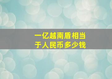 一亿越南盾相当于人民币多少钱